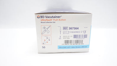 BD 367364 Vacutainer UltraTouch Blood Collection Set 23G x 3/4in x12in-Box of 50